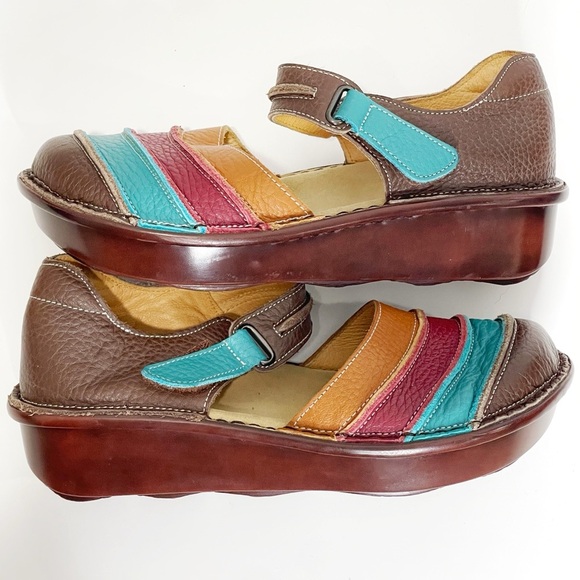 Spring Step BUMBLEBEE Brown Leather Multi Stripe Mary Jane Closed Toe Shoes 8.5 - Picture 3 of 9
